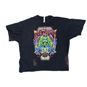 Rob Zombie Singer Music Black T Shirt 2XL Shirt Grunge Bleached Damaged